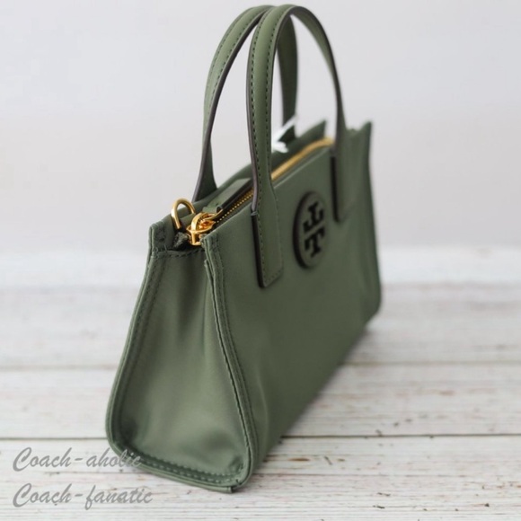 NWT Tory Burch Ella Nylon Mini Tote Crossbody Bag Purse in Palm Leaf Green - Picture 5 of 10